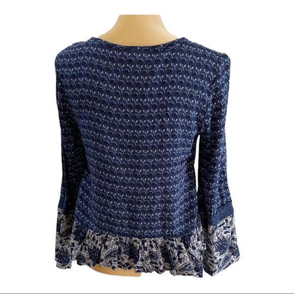 Mudd floral pattern crop‎ top boho bell sleeve size medium - Picture 6 of 11